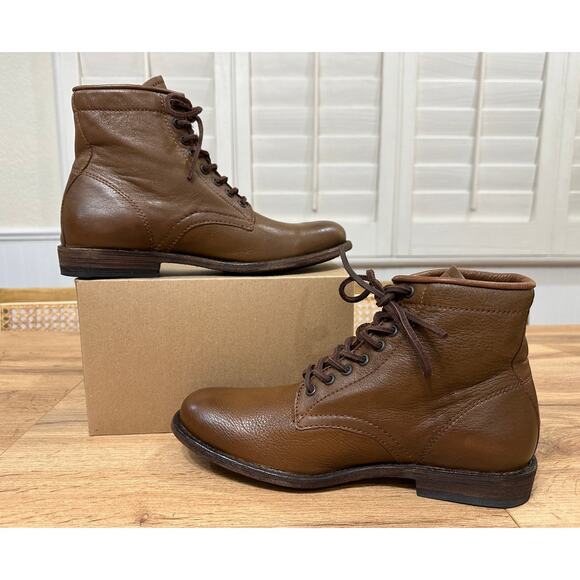 Frye Men's Tyler Lace Up Boots Cognac Full Grain Leather Size 8 NWOB Classic - Picture 8 of 12